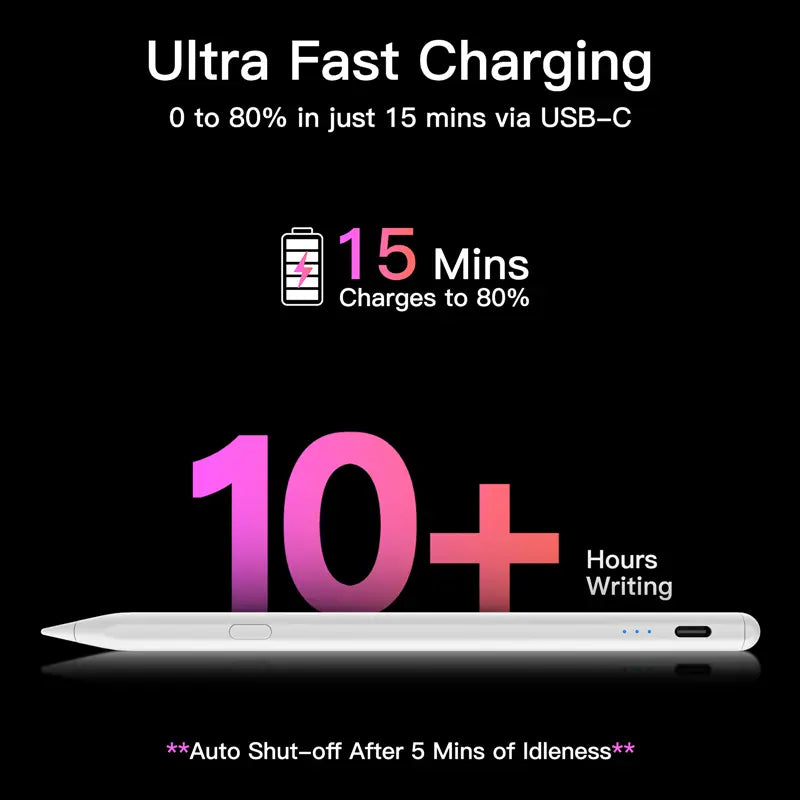 Ipad Pencil Stylus Pen for Ipad 2018-2025, USB-C port, Bluetooth Button, Compatible with All Ipad Models Tech Gadgets