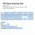 XVX Magic Wave 136-Key Crystal Ice-Cube Keycap Set - Stylish White/Pink/Blue Transparent Side-Print for Gaming and Aesthetic Girl Setups (Keyboard Not Included)