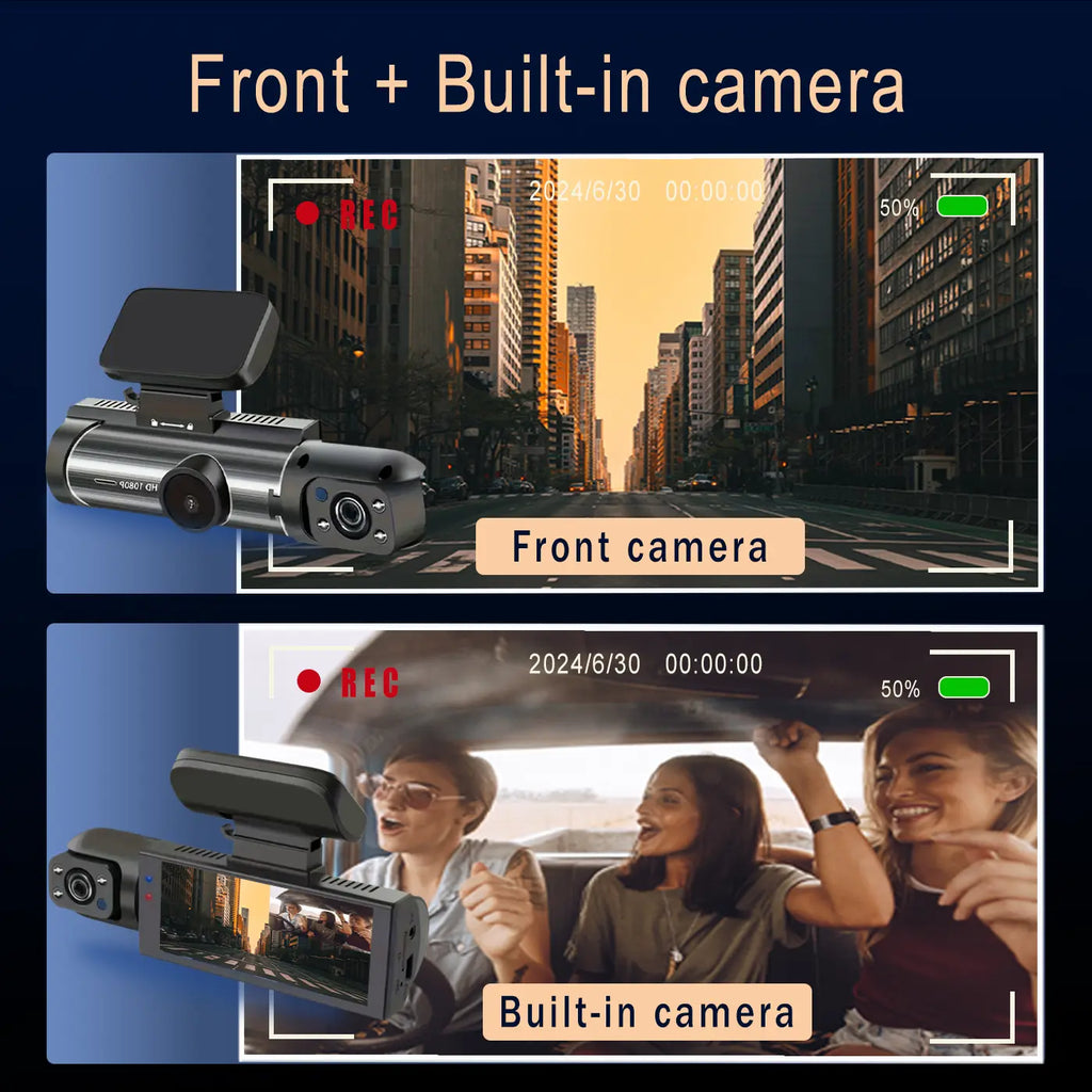 1080P Dual Lens Dash Camera Front and Inside,3.16 Inch Dash Cam with 32GB Memory Card,G Sensor,Hd Night Vision,Loop Recording,Wide Angle Car Dvr,Fall Gift, Birthday Gifts#Springtok Fathersdaygift