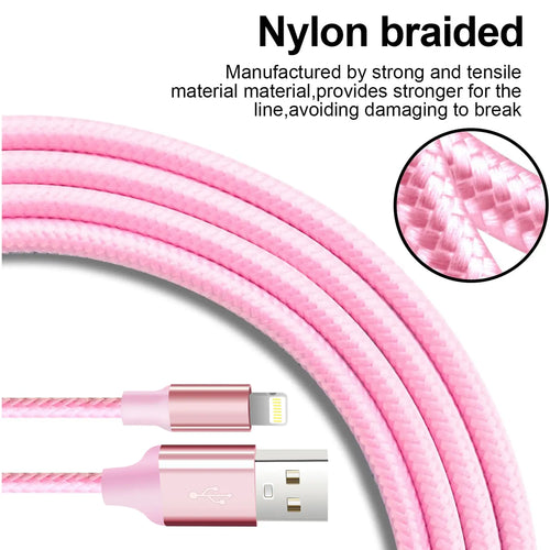 Cugunu Pink Braided USB Lightning Cable 5 Pack for Iphone 14/13/12/11/X/Max/8/7/6/5/Se/Plus - Mfi Certified, Durable, Waterproof