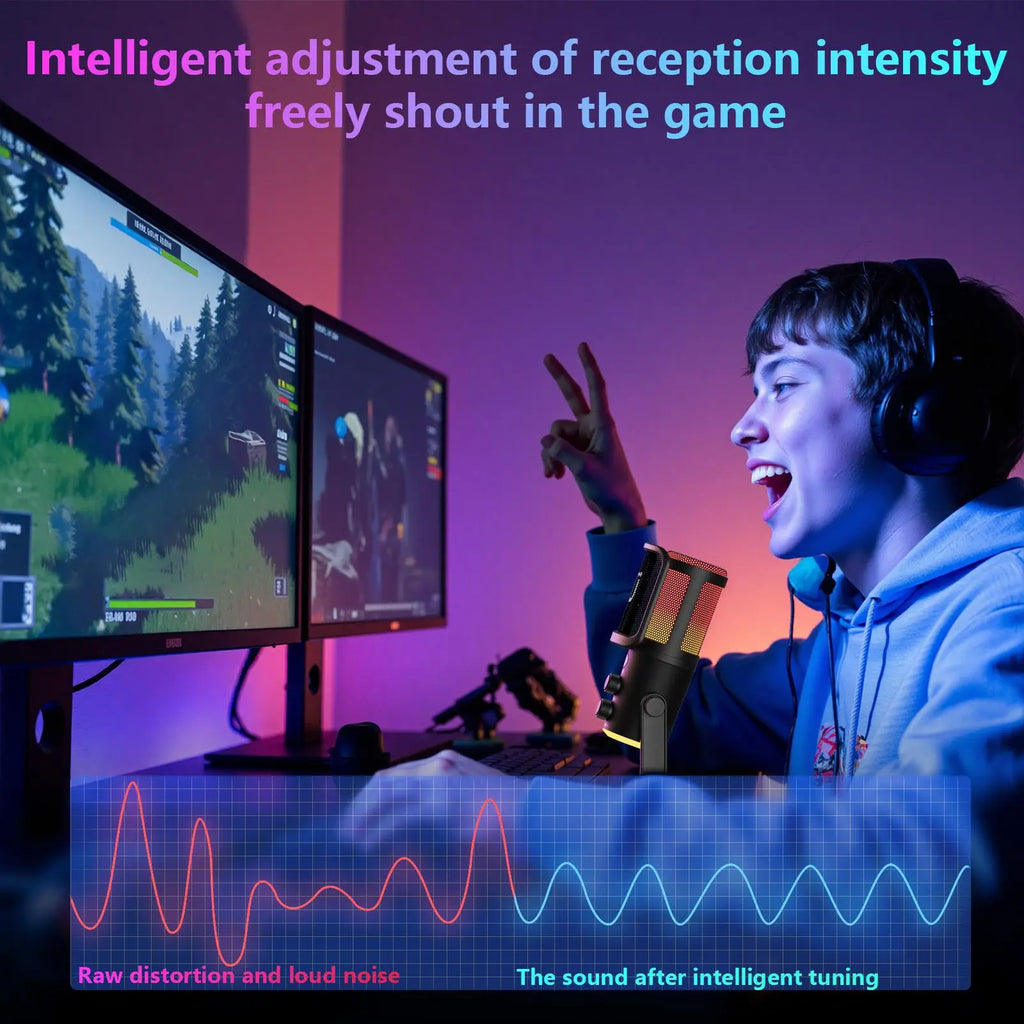 JYX U120 RGB Streaming Gaming Microphone - One-Tap Mute, Headphone Jack, Perfect for PC, Mac, PS5 & PS4 - Ideal for Streaming, Podcasting & Outdoor Fun - Durable & Compact Design - Perfect Father's Day Gift!