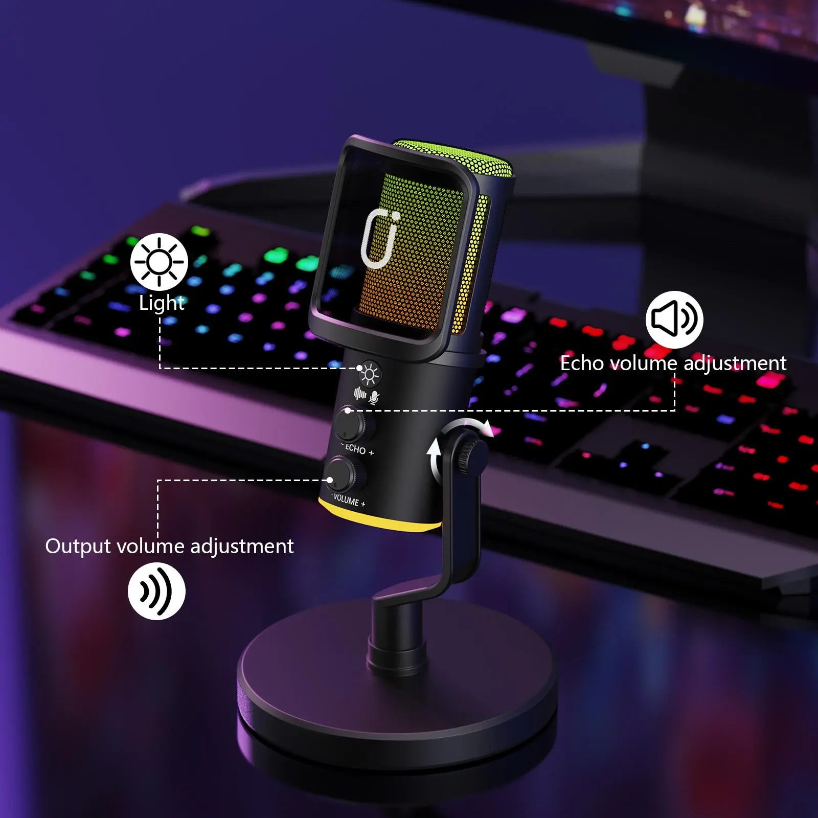JYX U120 RGB Streaming Gaming Microphone - One-Tap Mute, Headphone Jack, Perfect for PC, Mac, PS5 & PS4 - Ideal for Streaming, Podcasting & Outdoor Fun - Durable & Compact Design - Perfect Father's Day Gift!