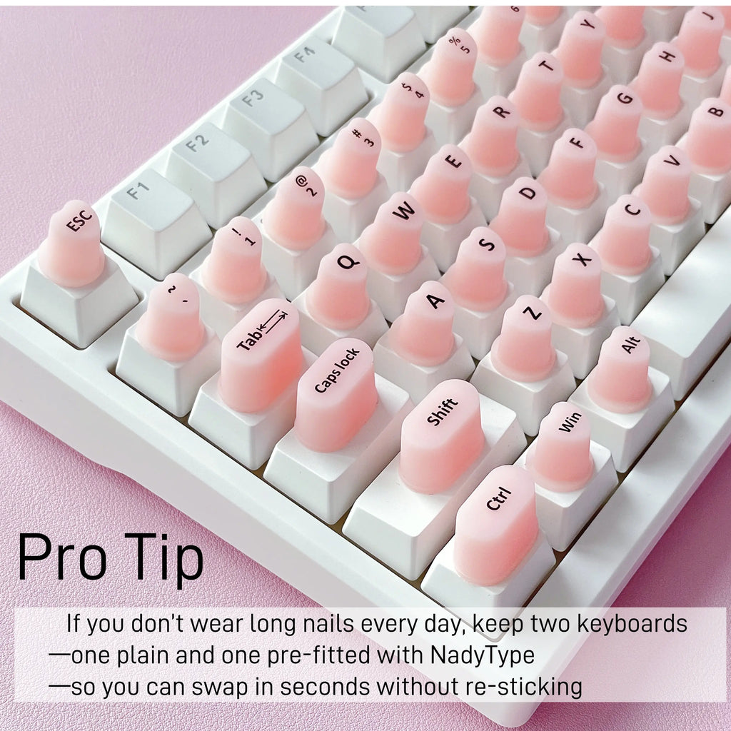 Nadytype Keyboard Sticker ,For Laptop or Desktop Keyboard, Silicon Riser Gift for Women Girls Pastel Color Pink