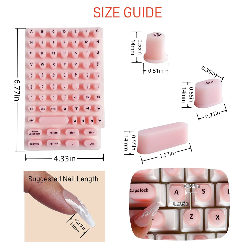 Nadytype Keyboard Sticker ,For Laptop or Desktop Keyboard, Silicon Riser Gift for Women Girls Pastel Color Pink