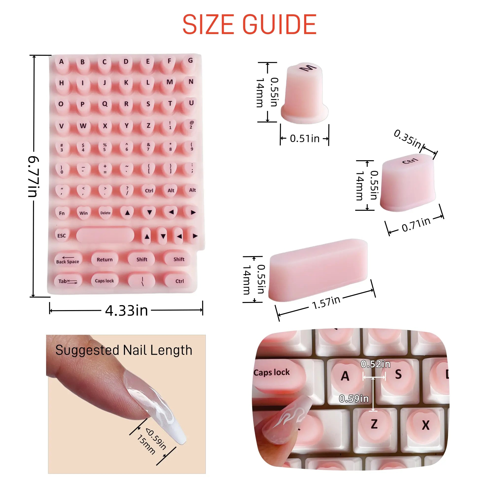 Nadytype Keyboard Sticker ,For Laptop or Desktop Keyboard, Silicon Riser Gift for Women Girls Pastel Color Pink