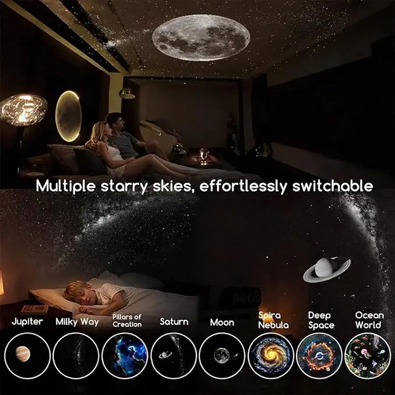 2-in-1 USB Galaxy Projector Night Light - Stunning Starry Sky Atmosphere for Home, Rechargeable & Compact Design!