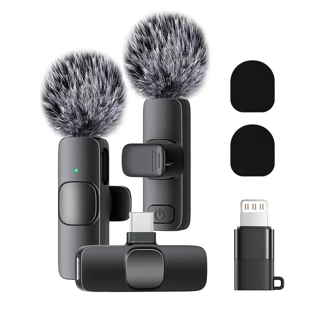 Wireless Mini Lavalier Microphone for iPhone, iPad, and Android - Noise-Cancelling Plug-and-Play Lapel Mic, USB-Rechargeable for Short-Video Platforms, Vlogs, and Live Streaming
