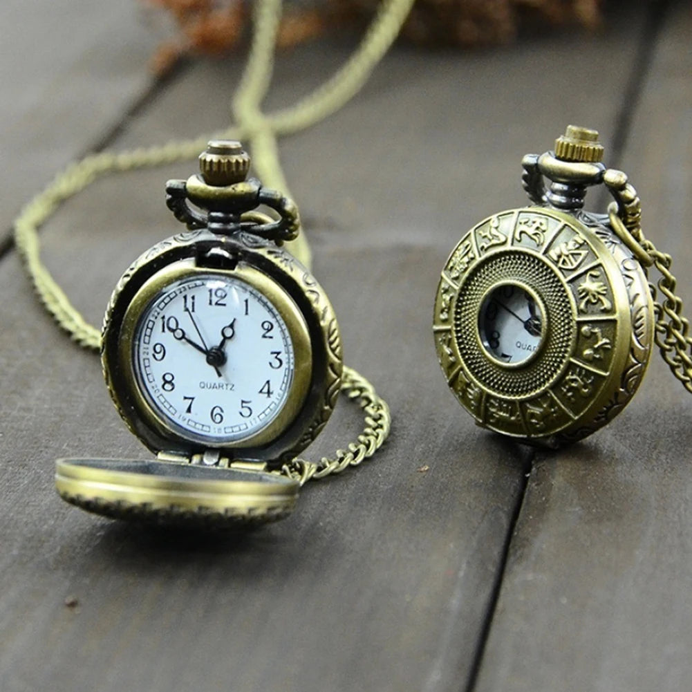 Vintage Steampunk Pocket Watch Necklace - Unique Quartz Pendant Clock for Men & Women