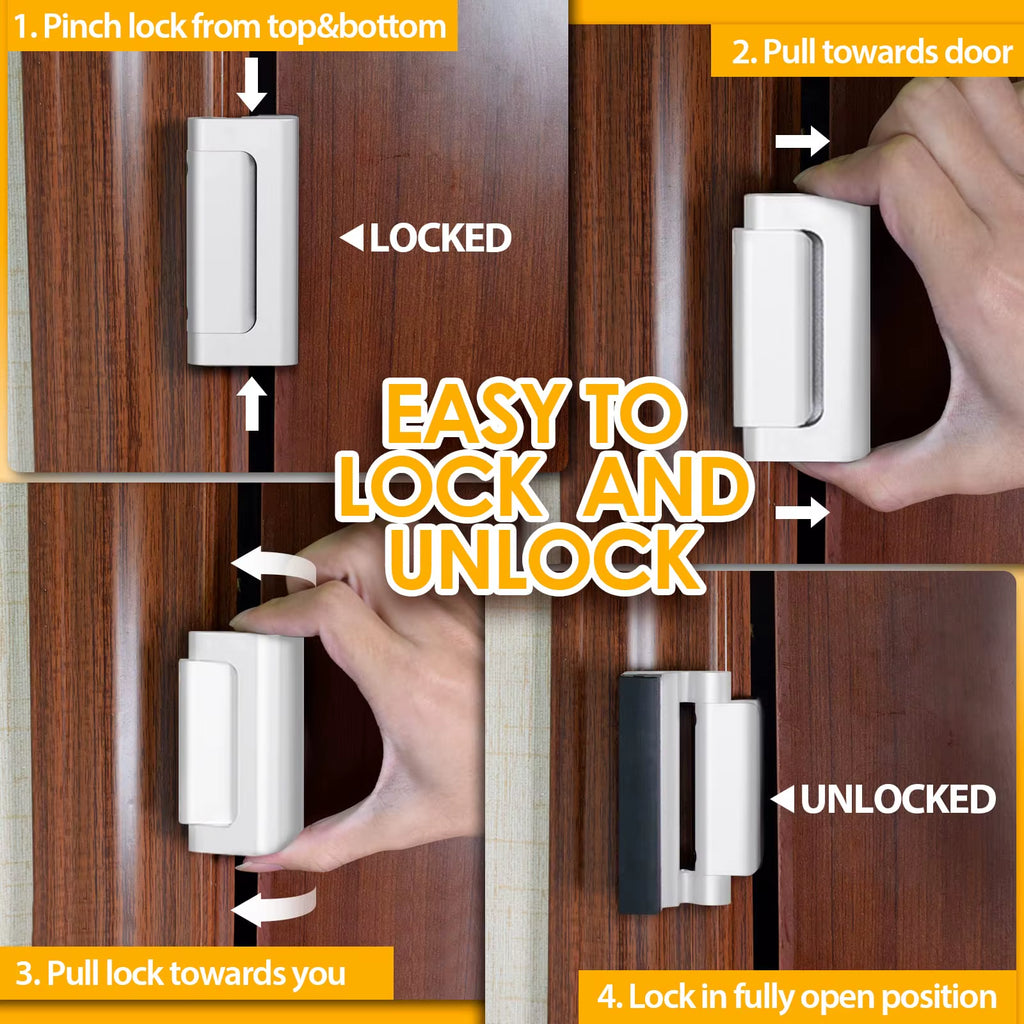 Premium Aluminum Alloy Home Security Door Lock - Childproof Anti-Theft Reinforcement Lock with 3-Inch Stop