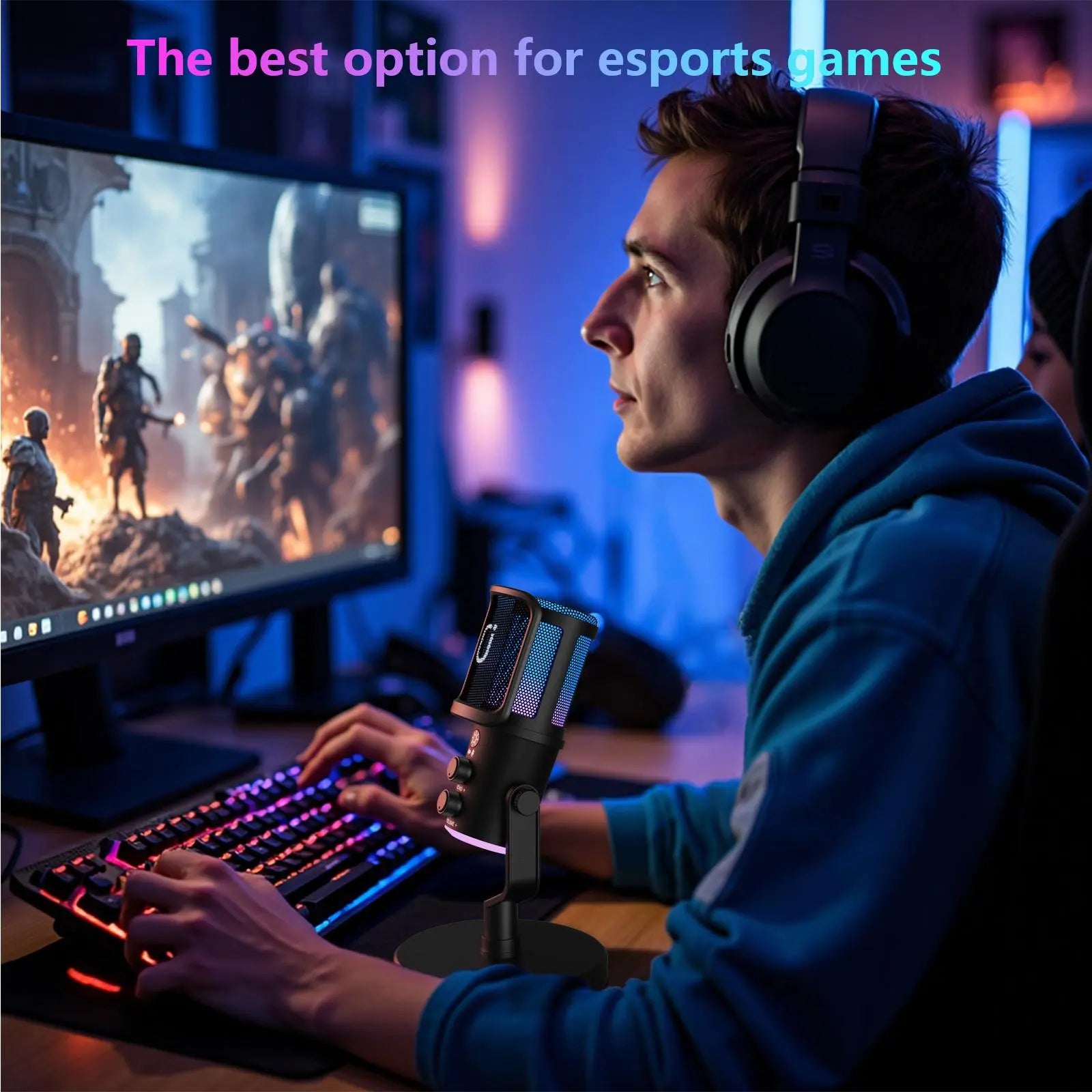 JYX U120 RGB Streaming Gaming Microphone - One-Tap Mute, Headphone Jack, Perfect for PC, Mac, PS5 & PS4 - Ideal for Streaming, Podcasting & Outdoor Fun - Durable & Compact Design - Perfect Father's Day Gift!