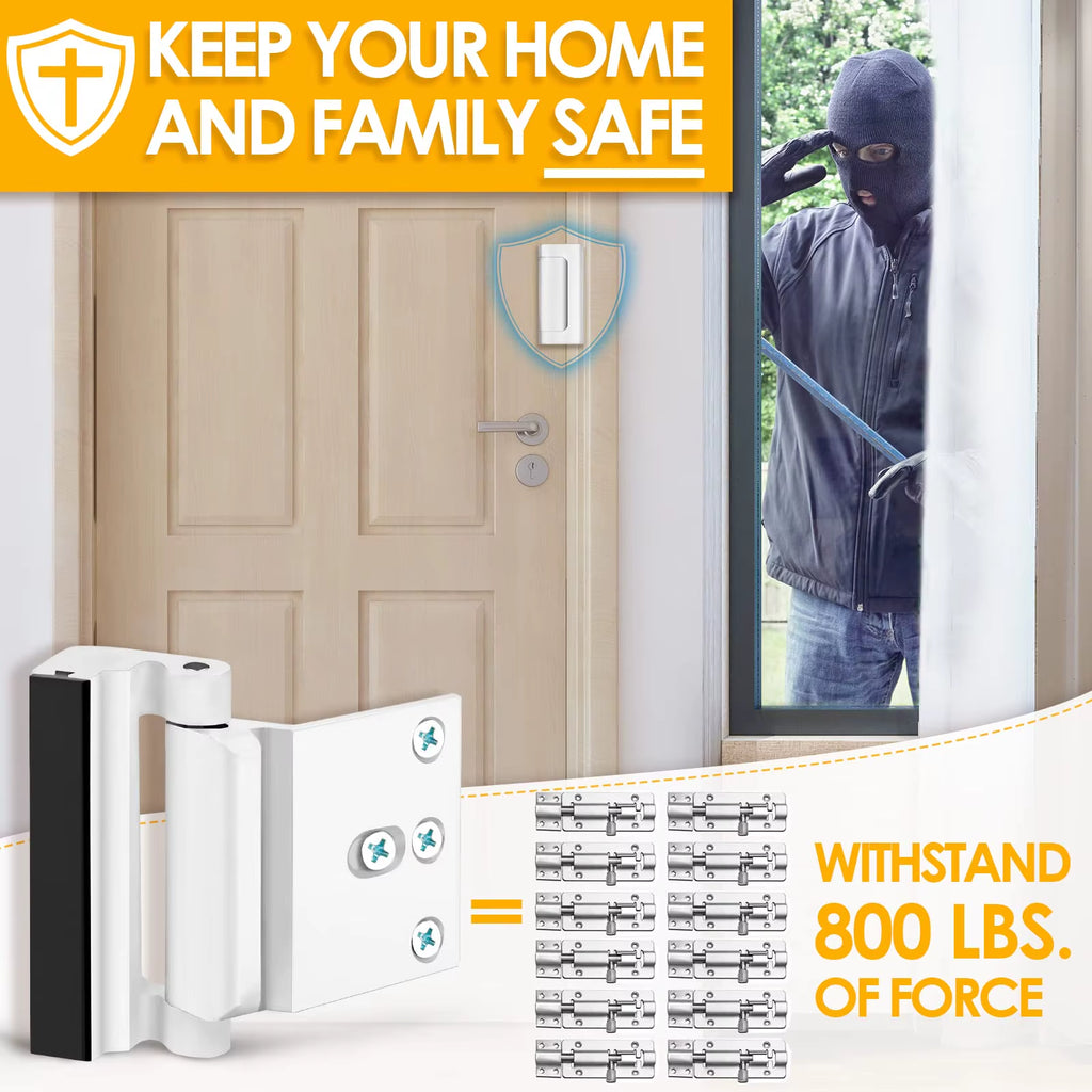 Premium Aluminum Alloy Home Security Door Lock - Childproof Anti-Theft Reinforcement Lock with 3-Inch Stop
