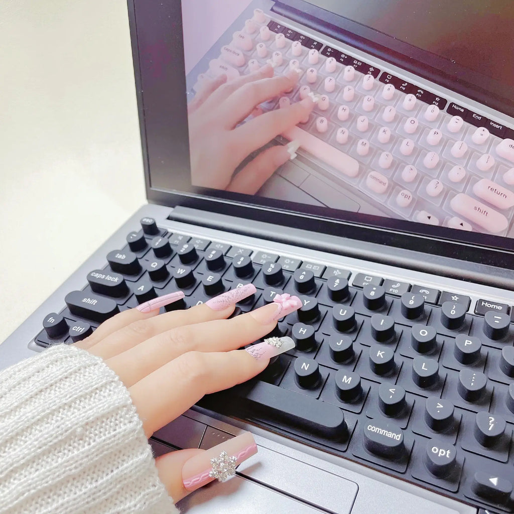 Nadytype Keyboard Sticker ,For Laptop or Desktop Keyboard, Silicon Riser Gift for Women Girls Pastel Color Pink