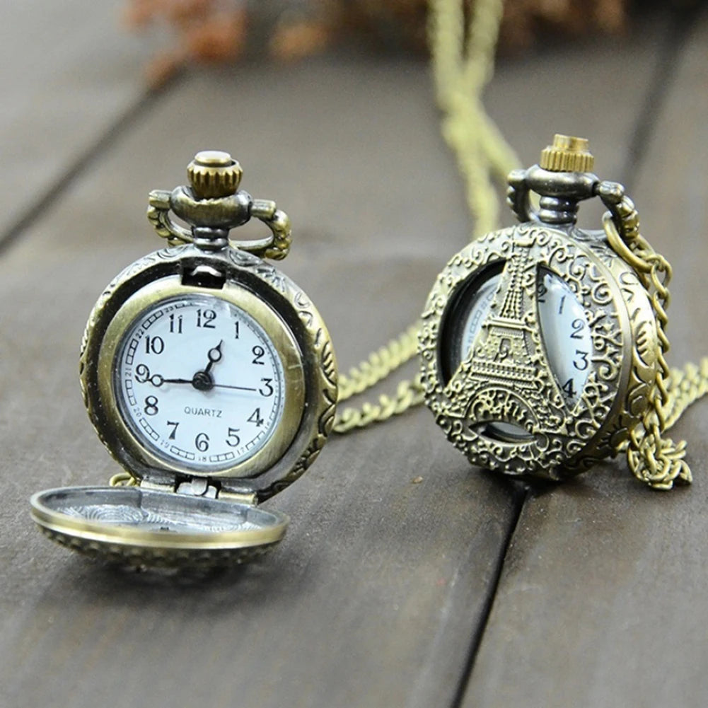 Vintage Steampunk Pocket Watch Necklace - Unique Quartz Pendant Clock for Men & Women