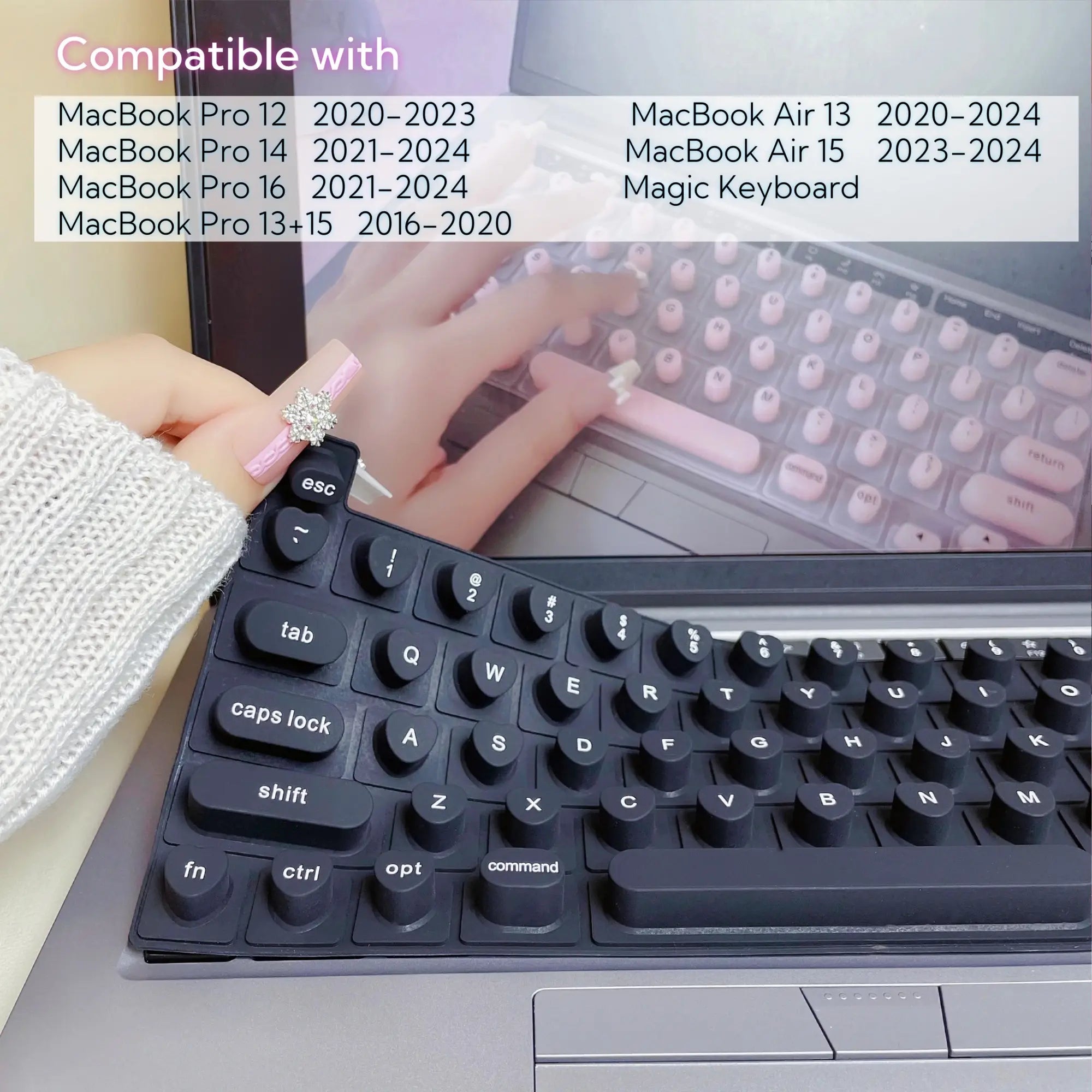 Nadytype Keyboard Sticker ,For Laptop or Desktop Keyboard, Silicon Riser Gift for Women Girls Pastel Color Pink