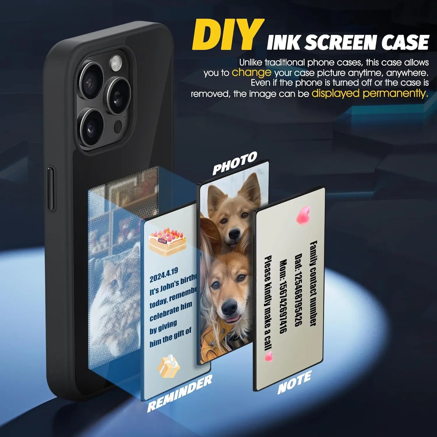 Smart Ink Screen Phone Case for Iphone, without Any Battery Consumption, Support DIY Display