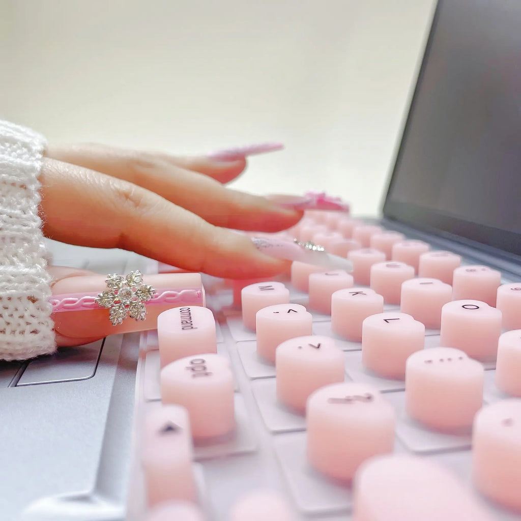 Nadytype Keyboard Sticker ,For Laptop or Desktop Keyboard, Silicon Riser Gift for Women Girls Pastel Color Pink