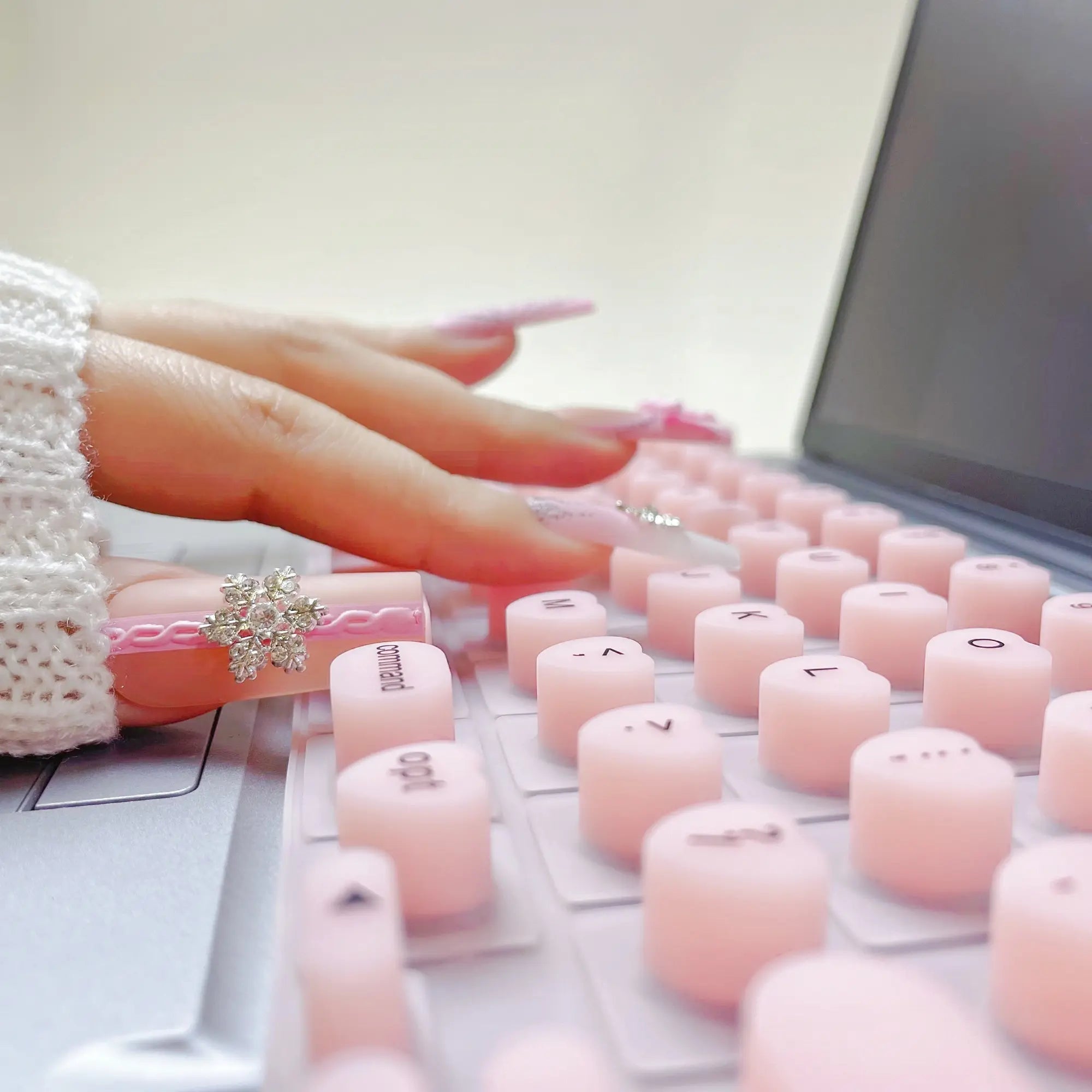 Nadytype Keyboard Sticker ,For Laptop or Desktop Keyboard, Silicon Riser Gift for Women Girls Pastel Color Pink