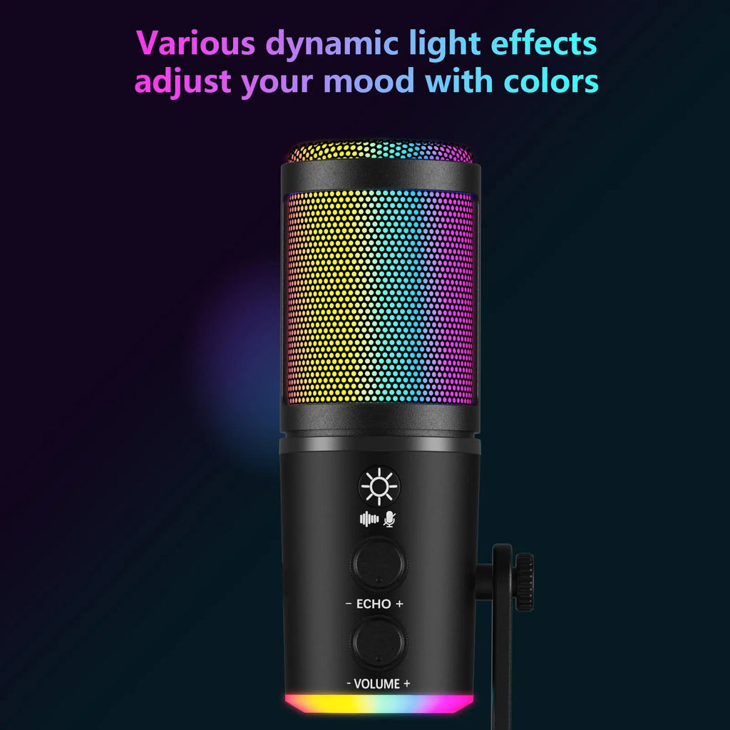 JYX U120 RGB Streaming Gaming Microphone - One-Tap Mute, Headphone Jack, Perfect for PC, Mac, PS5 & PS4 - Ideal for Streaming, Podcasting & Outdoor Fun - Durable & Compact Design - Perfect Father's Day Gift!