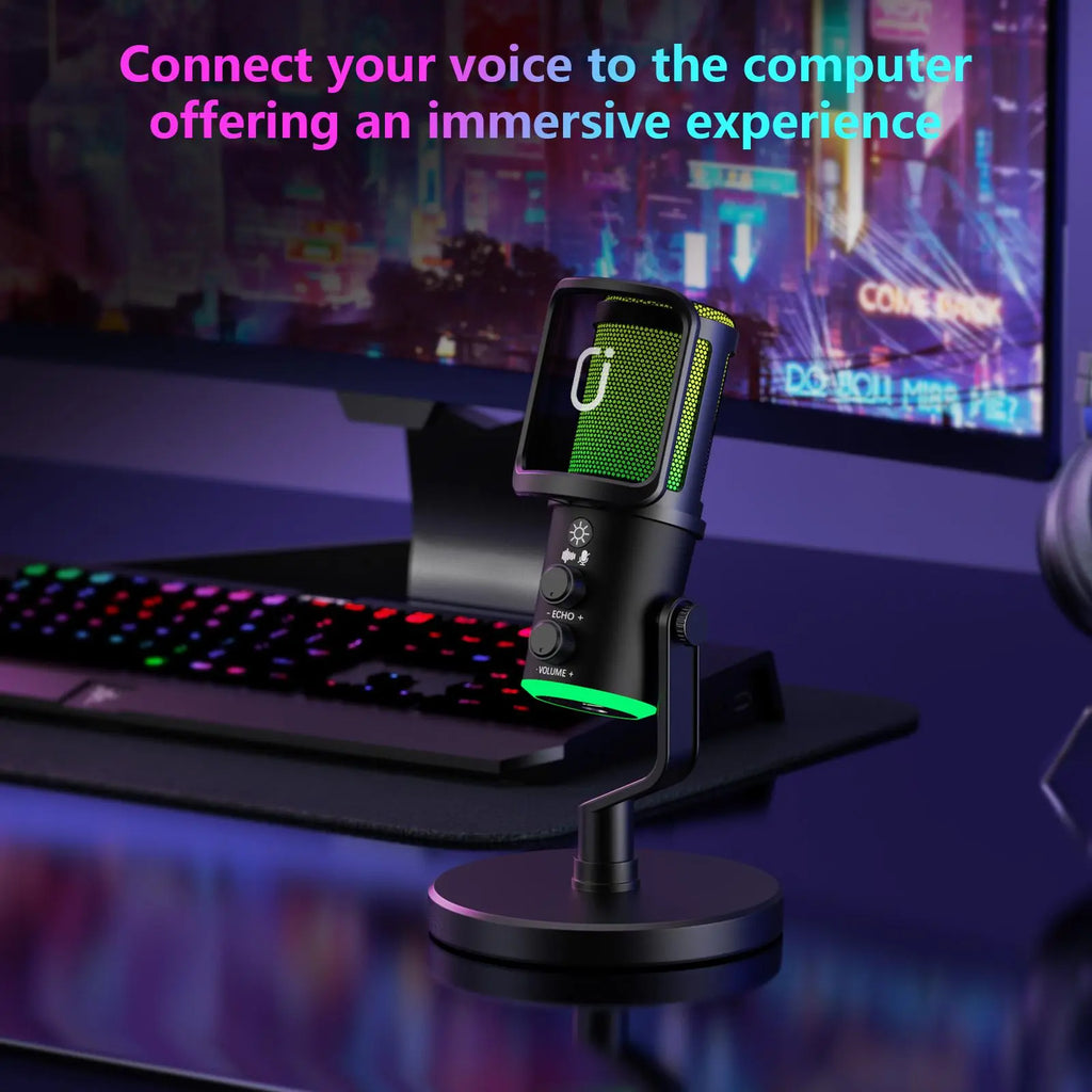 JYX U120 RGB Streaming Gaming Microphone - One-Tap Mute, Headphone Jack, Perfect for PC, Mac, PS5 & PS4 - Ideal for Streaming, Podcasting & Outdoor Fun - Durable & Compact Design - Perfect Father's Day Gift!