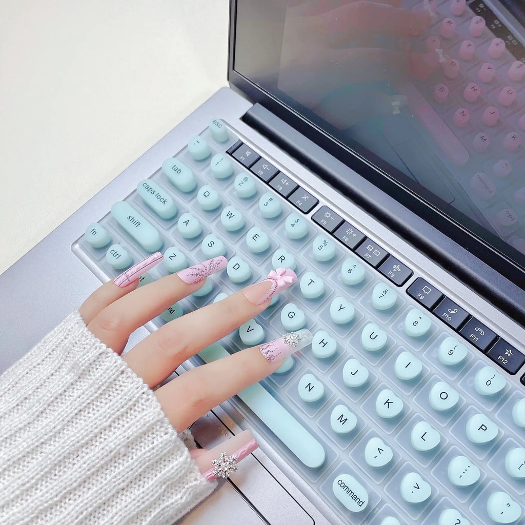 Nadytype Keyboard Sticker ,For Laptop or Desktop Keyboard, Silicon Riser Gift for Women Girls Pastel Color Pink