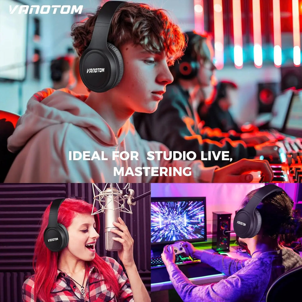 VANOTOM Wireless Bluetooth Headphones - Foldable Over-Ear Headset for Gaming, Music & Calls - Perfect Gift for Halloween & Christmas - Ideal for Outdoor Fun & Summer Vibes