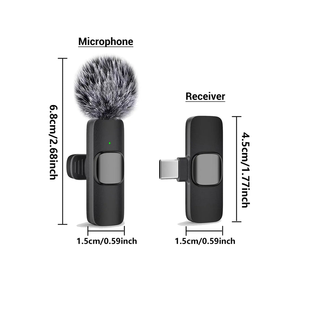 Wireless Mini Lavalier Microphone for iPhone, iPad, and Android - Noise-Cancelling Plug-and-Play Lapel Mic, USB-Rechargeable for Short-Video Platforms, Vlogs, and Live Streaming