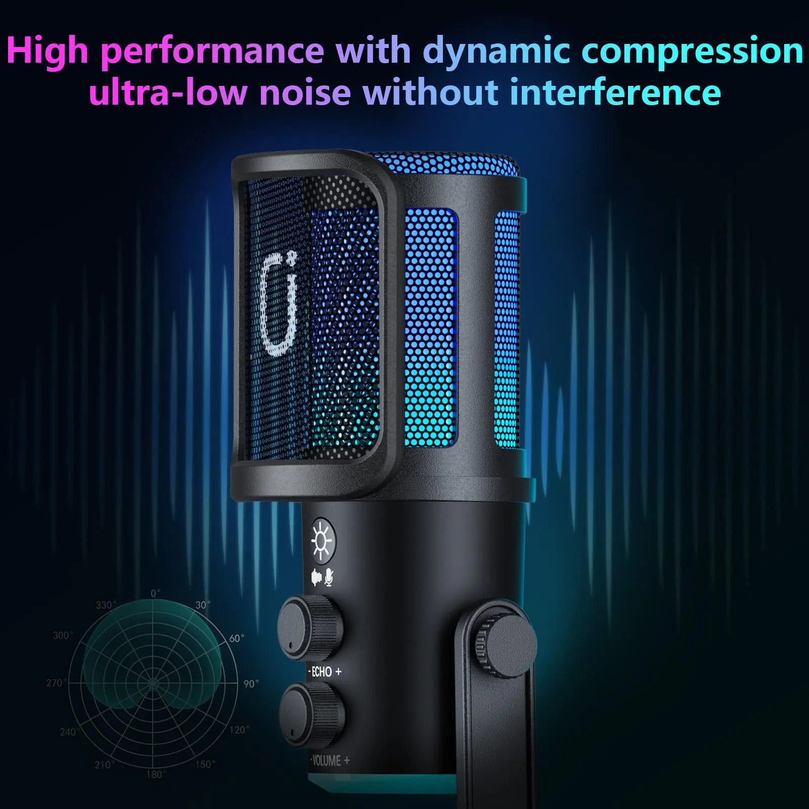 JYX U120 RGB Streaming Gaming Microphone - One-Tap Mute, Headphone Jack, Perfect for PC, Mac, PS5 & PS4 - Ideal for Streaming, Podcasting & Outdoor Fun - Durable & Compact Design - Perfect Father's Day Gift!